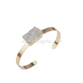 Wholesale Gold Jewelry For Druzy Cuboid Clear Crystal Cluster Gold Copper Bangles